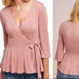 Anthropologie Eri + Ali Scalloped Top